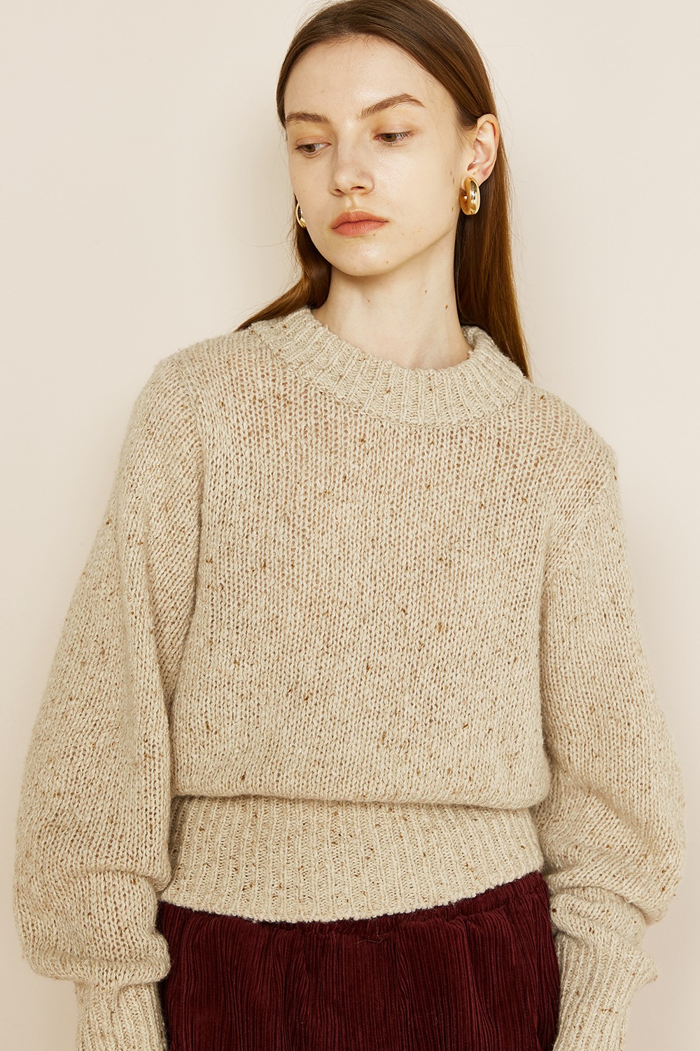 Round Sleeve Knit Oatmeal