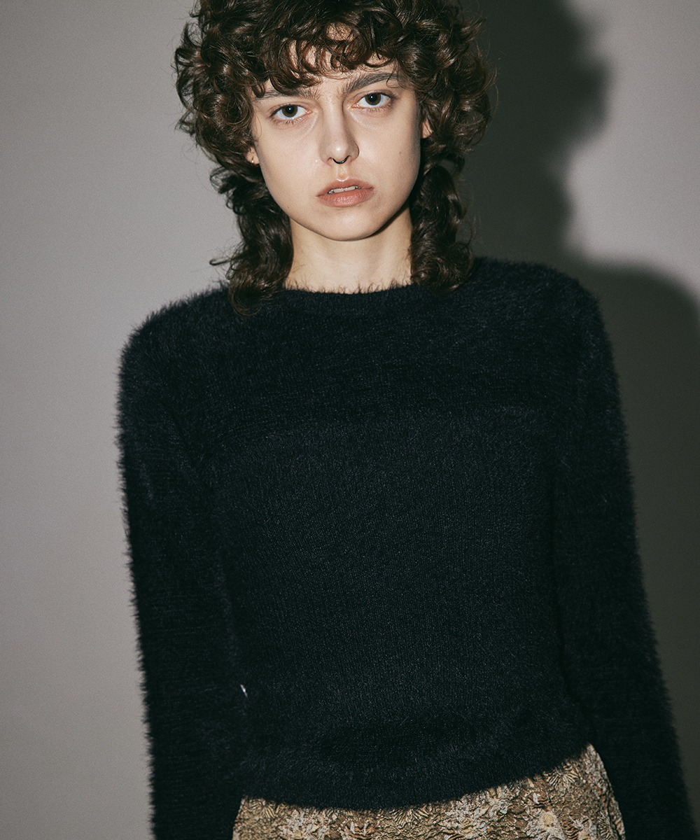 Fur Knit Pullover Black